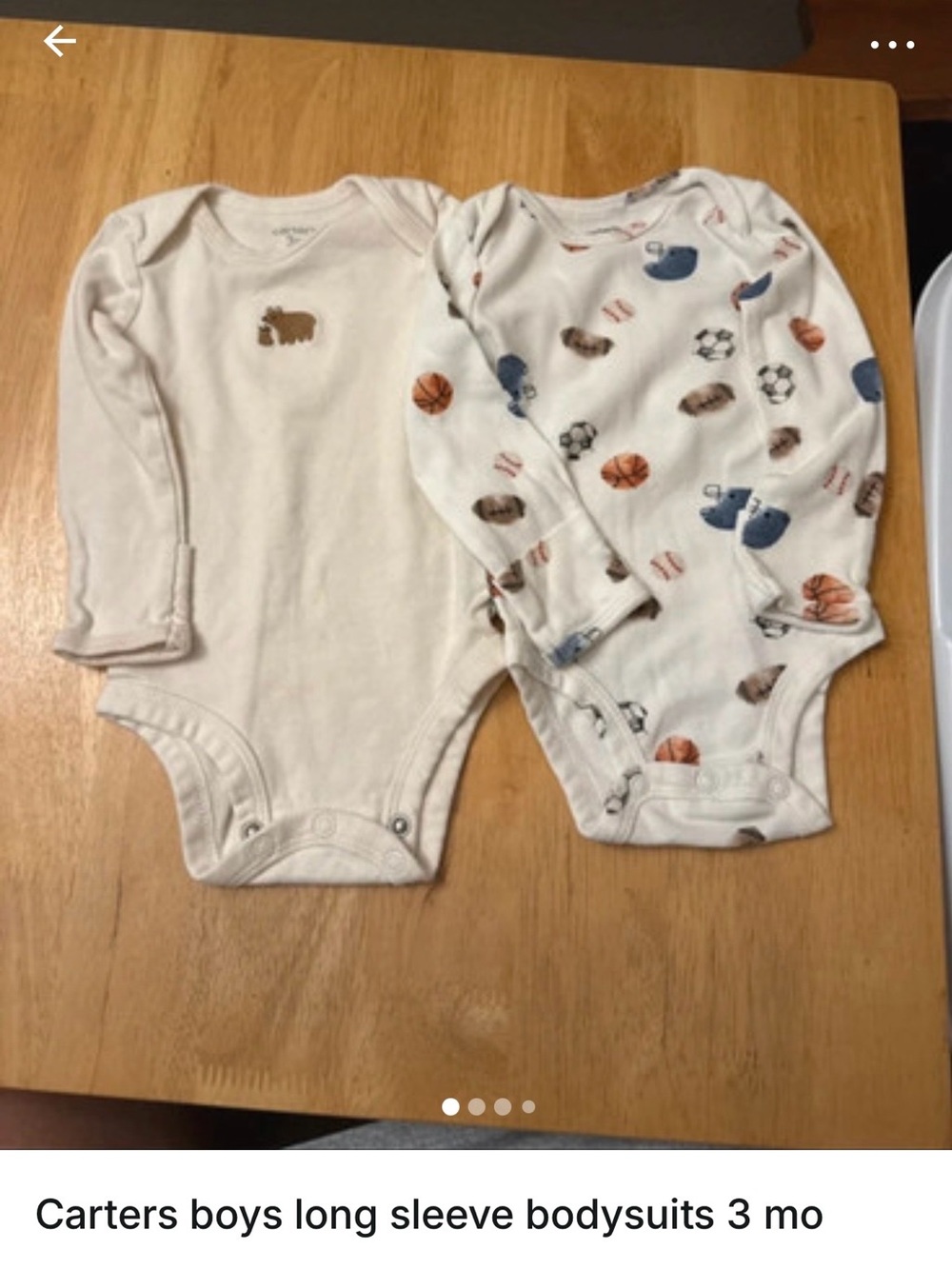 Carter's Cream Solid and Cream Sports-Print Long-Sleeve Baby Bodysuits